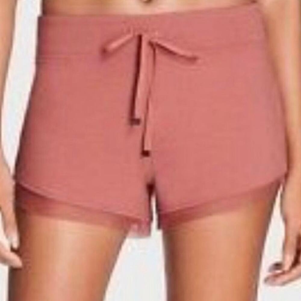 Victoria's Secret Sport Mesh Hem Shorts Size‎ S Dusty Rose Pink Stretch Pull On
